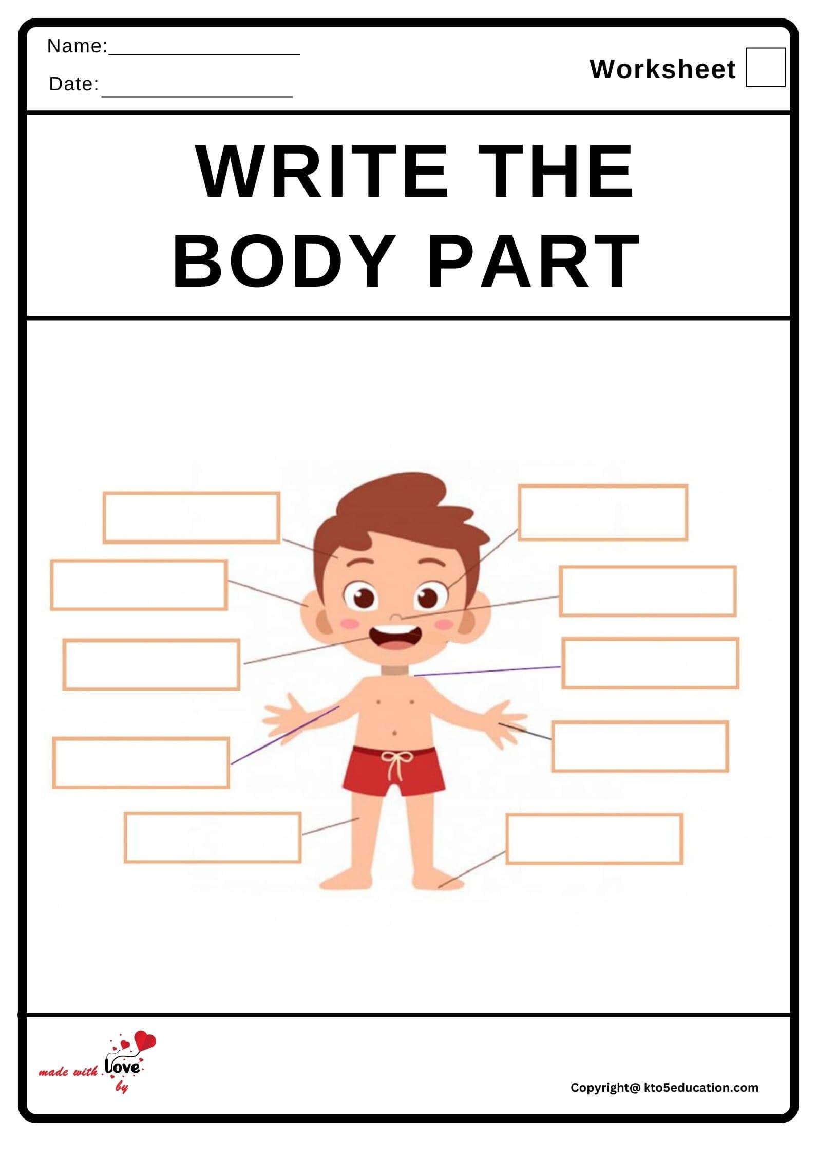 Write The Body Part Worksheet 2