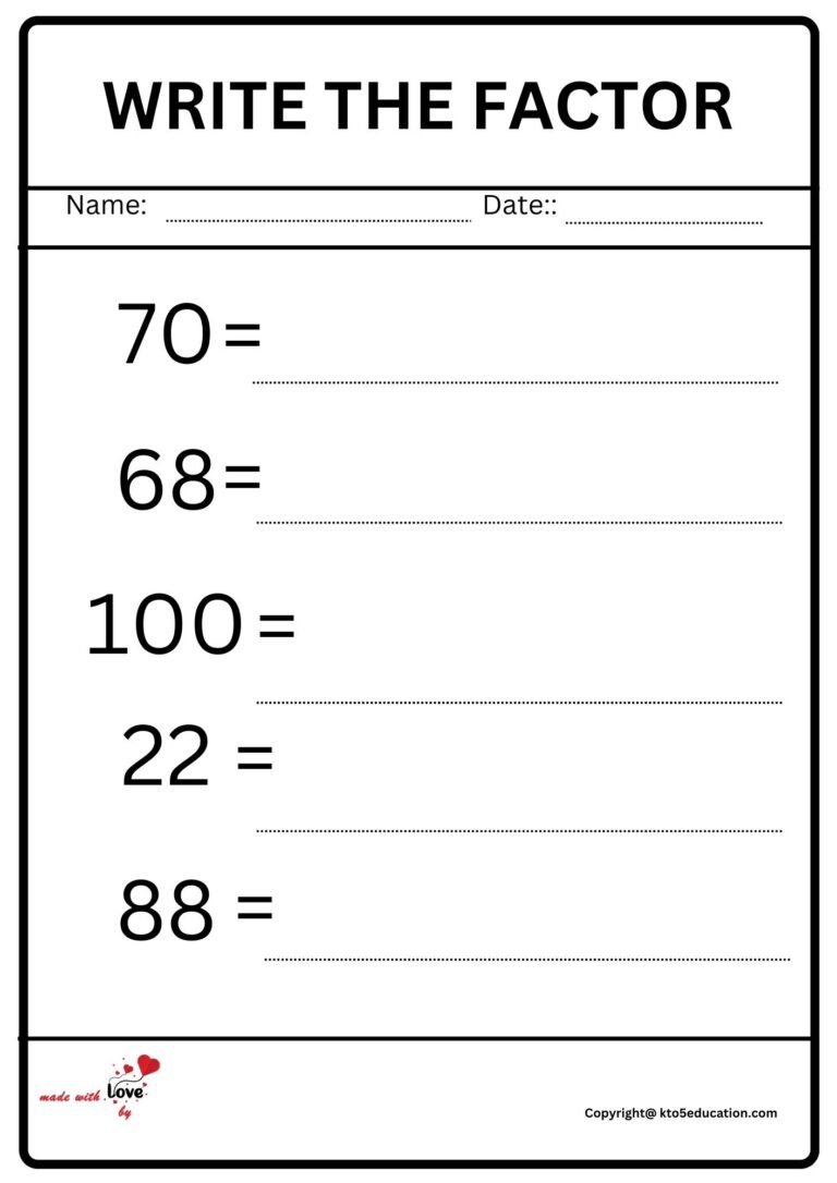 Write The Factor Worksheet | FREE Download