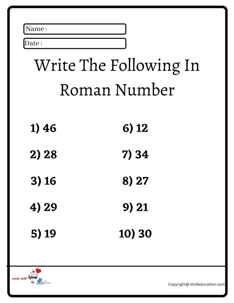 write-the-following-in-roman-number-worksheet-free