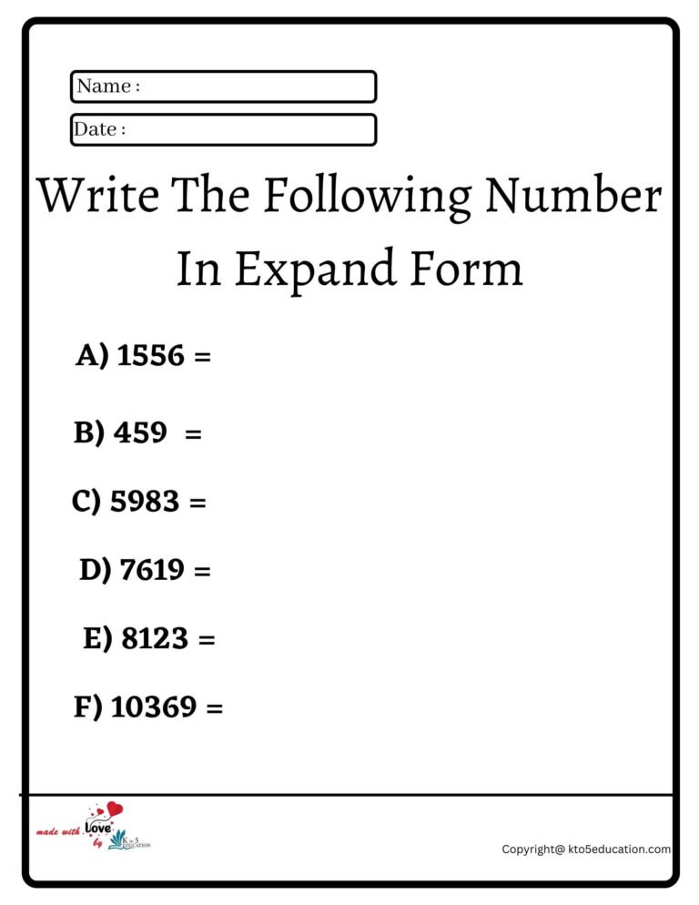 Write The Following Number In Expand Form Worksheet | FREE Download