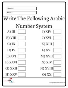 Write The Following Arabic Number System 2