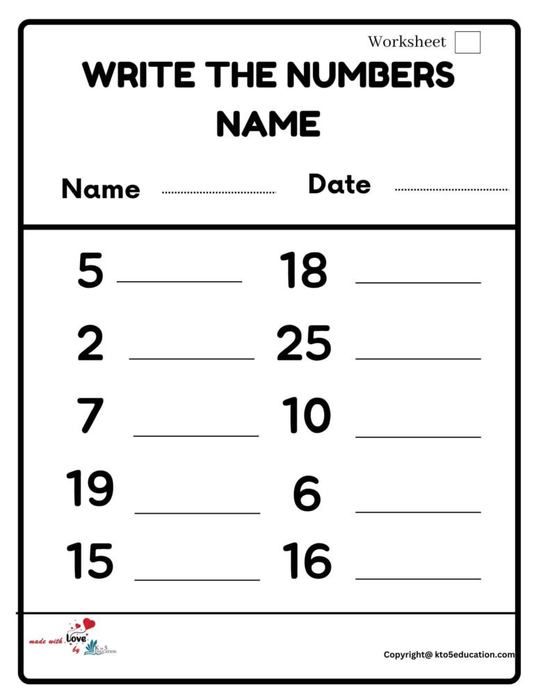 Write The Numbers Name Worksheet 2 | FREE Download