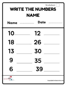 Write The Numbers Name Worksheet