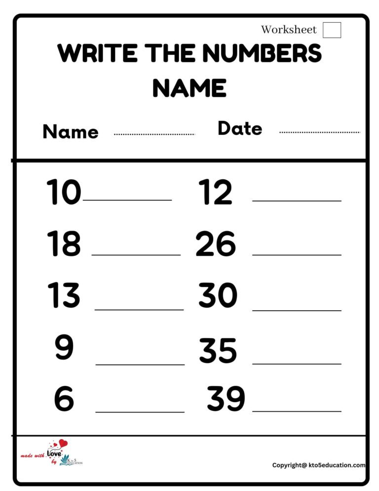 Write The Numbers Name Worksheet | FREE Download