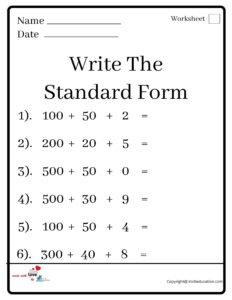 Write The Standard Form Worksheet
