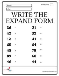 Write the Expand Form Worksheet 2