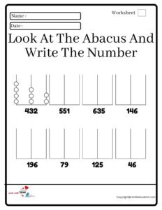 Look At The Abacus And Write The Number Worksheet