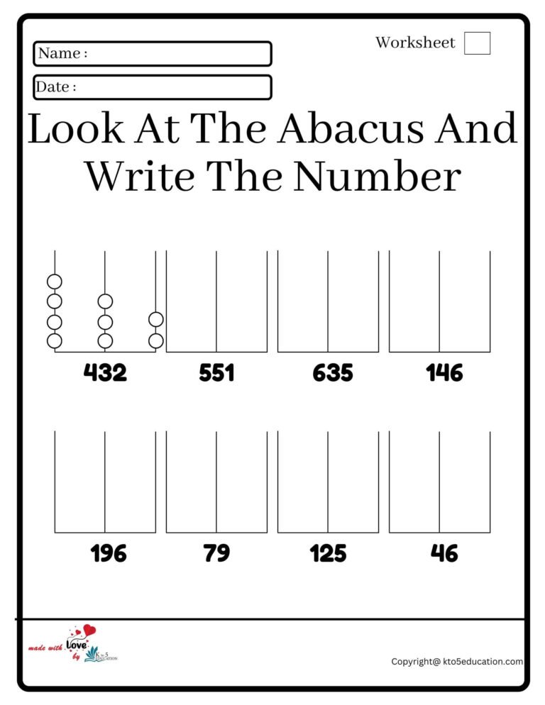 Look At The Abacus And Write The Number Worksheet | FREE Download