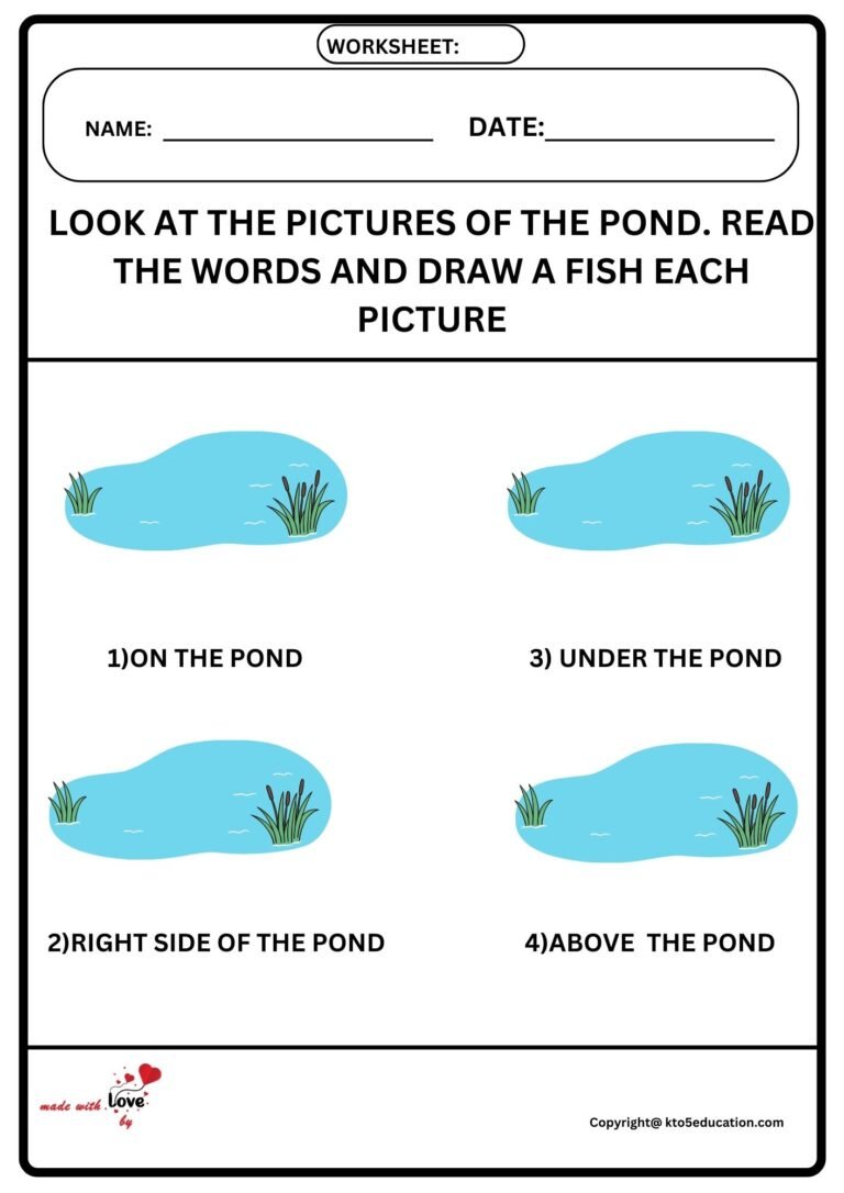 Look At The Pictures Of The Pond Read The Words And Draw A Fish Each Picture Worksheet 2 | FREE Download 