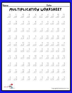 10x10 Multiplication Worksheet