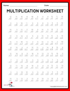 11x11 Multiplication Worksheet V2