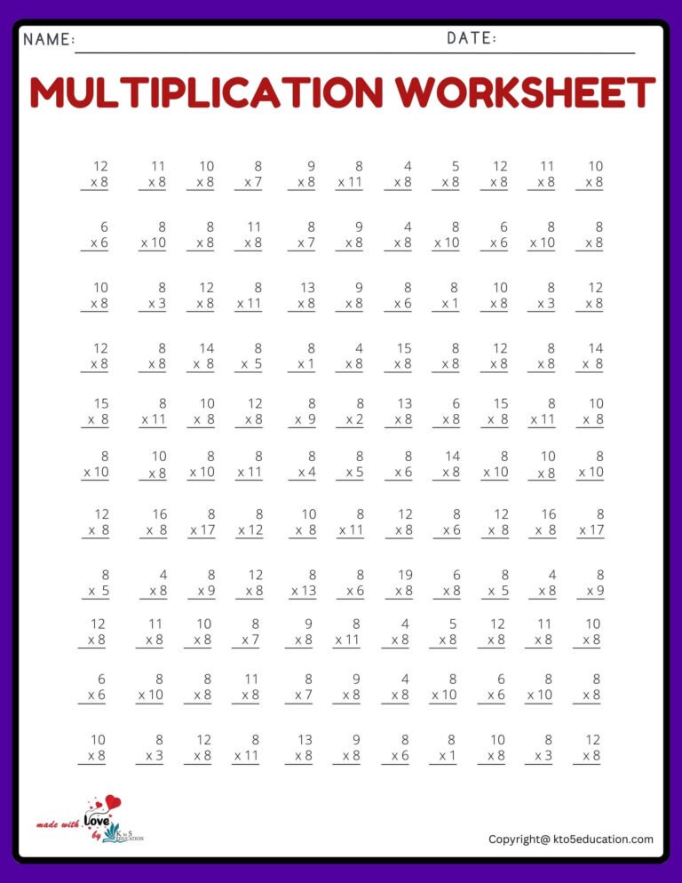 11×11 Multiplication Worksheet V4 | FREE Download