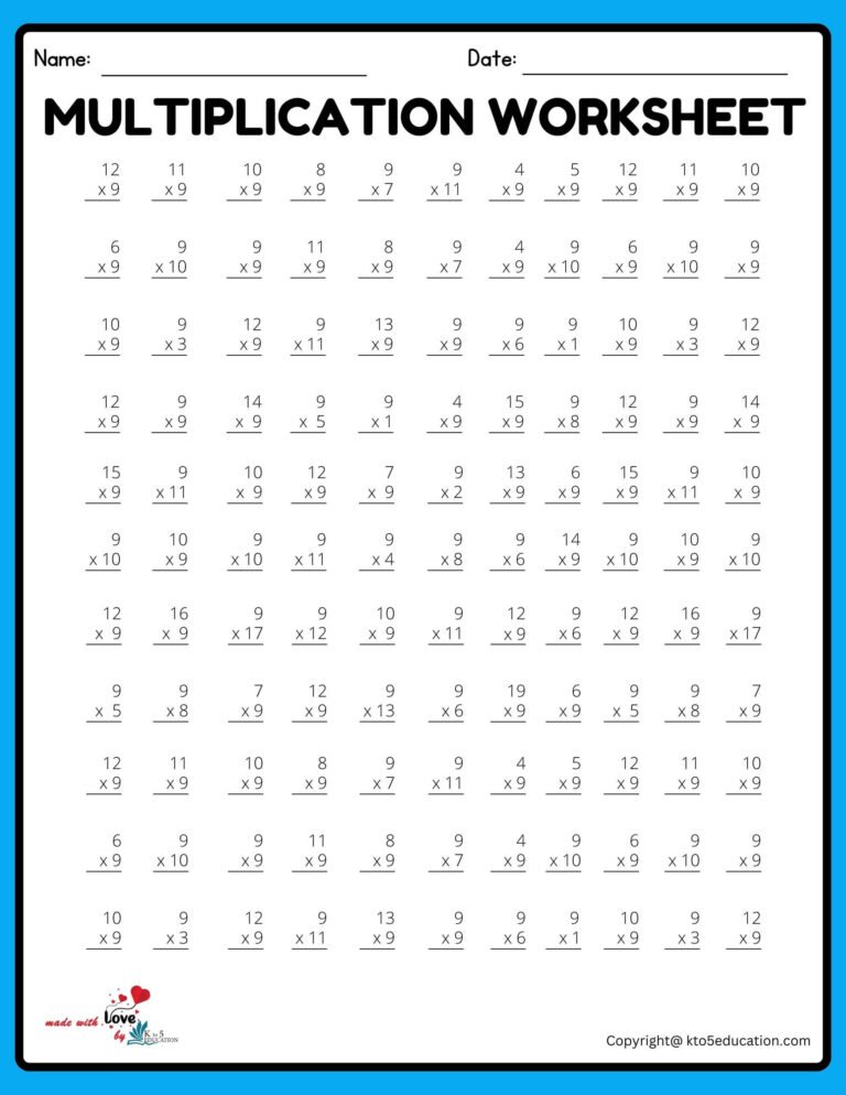 11×11 Multiplication Worksheet V5 | FREE Download