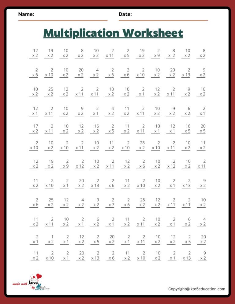 12×12 Blank Multiplication Worksheet | FREE Download