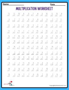 12x12 Multiplication Worksheet