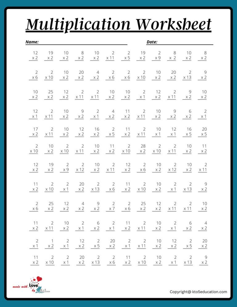 12×12 Multiplication Worksheet | FREE Download