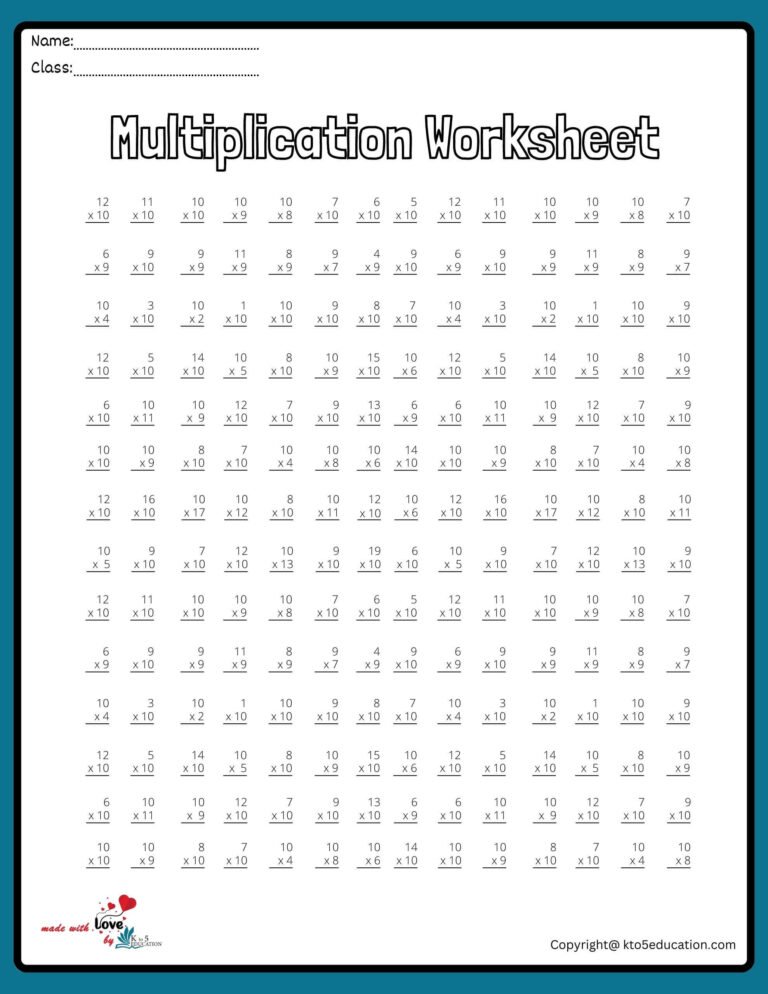 14×14 10 Multiplication Worksheet | FREE Download