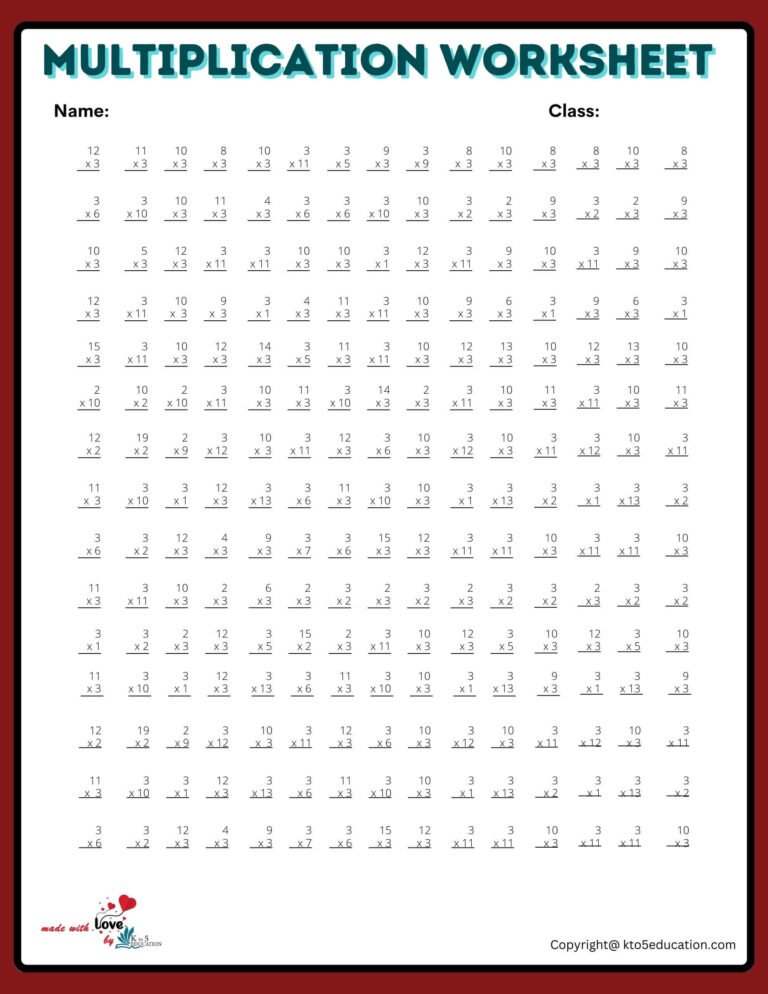 15×15 Blank Multiplication Worksheet | FREE Download