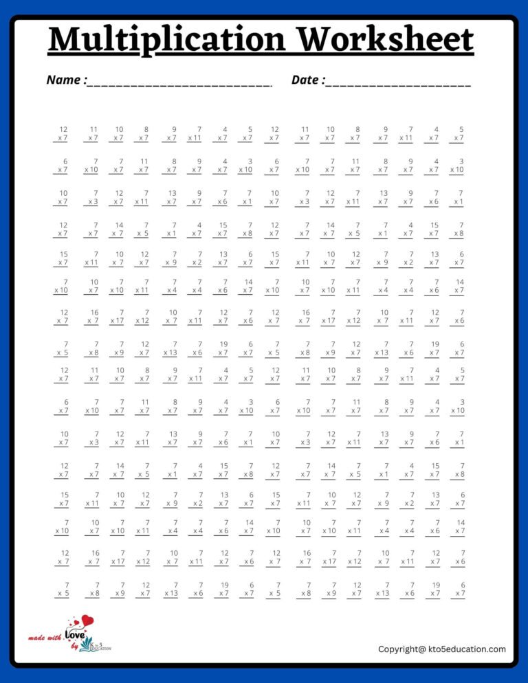 16×16 Multiplication Worksheet V4 | FREE Download