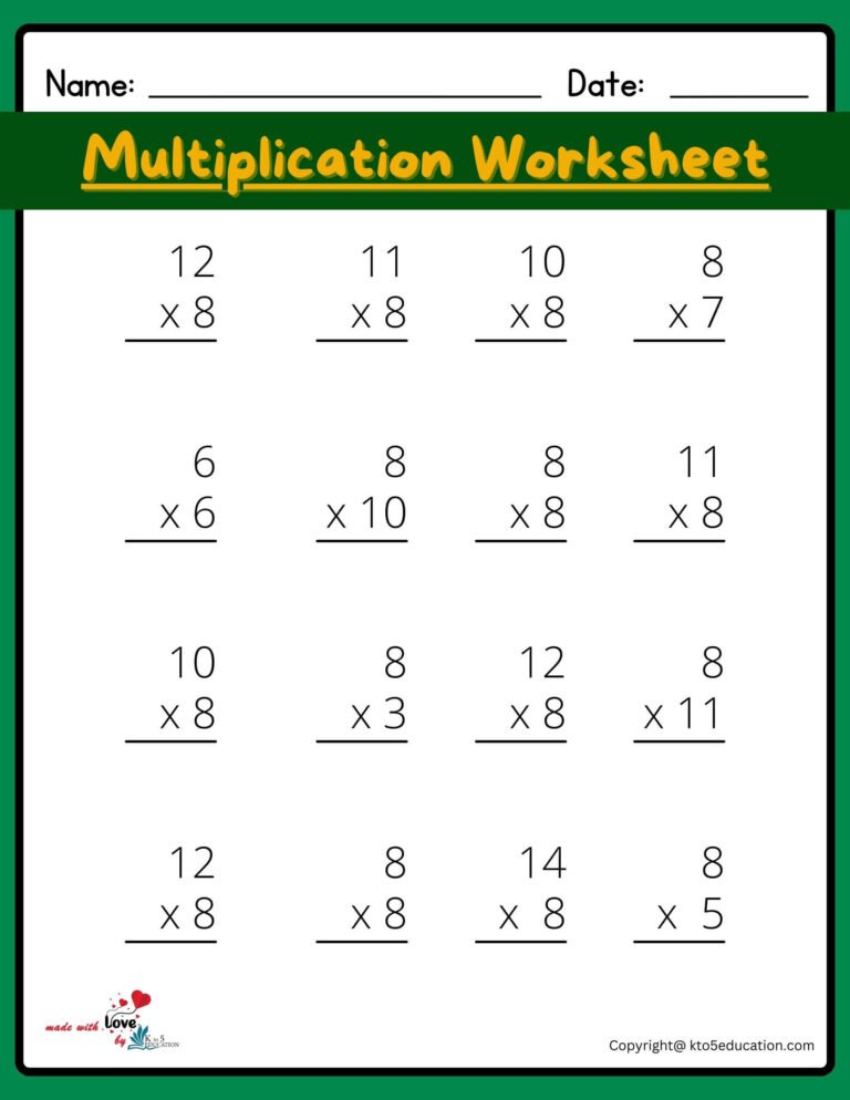 4×4 Multiplication Worksheet V6 | FREE Download