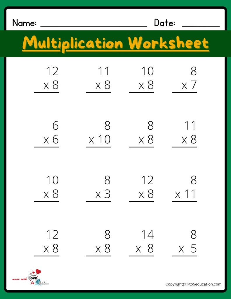 4x4 Multiplication Worksheet V6 | FREE Download