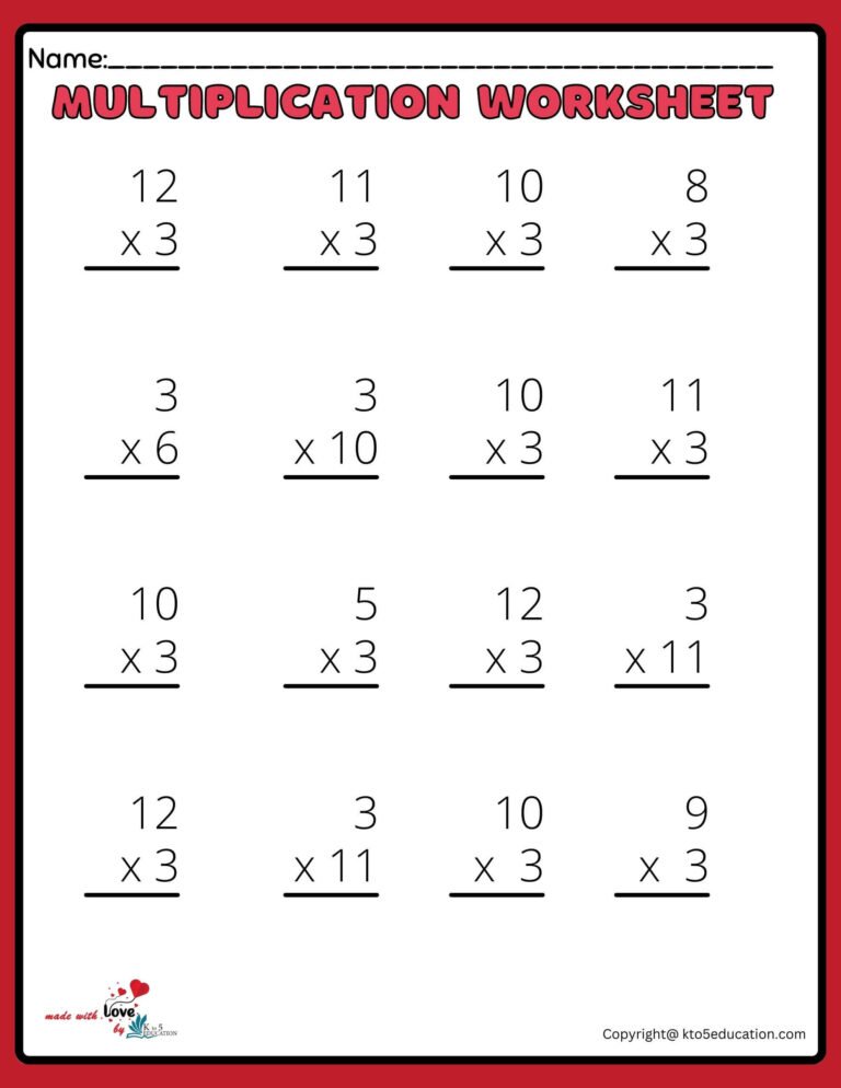 4×4 Multiplication Worksheet V2 | FREE Download