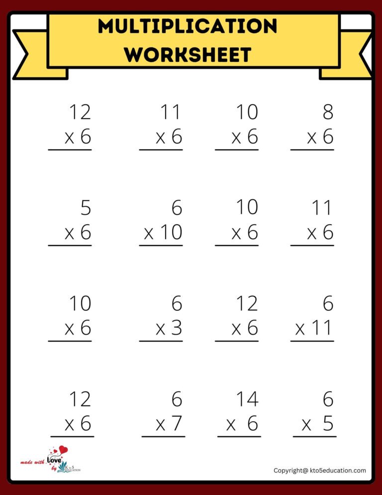 4×4 Multiplication Worksheet V5 | FREE Download