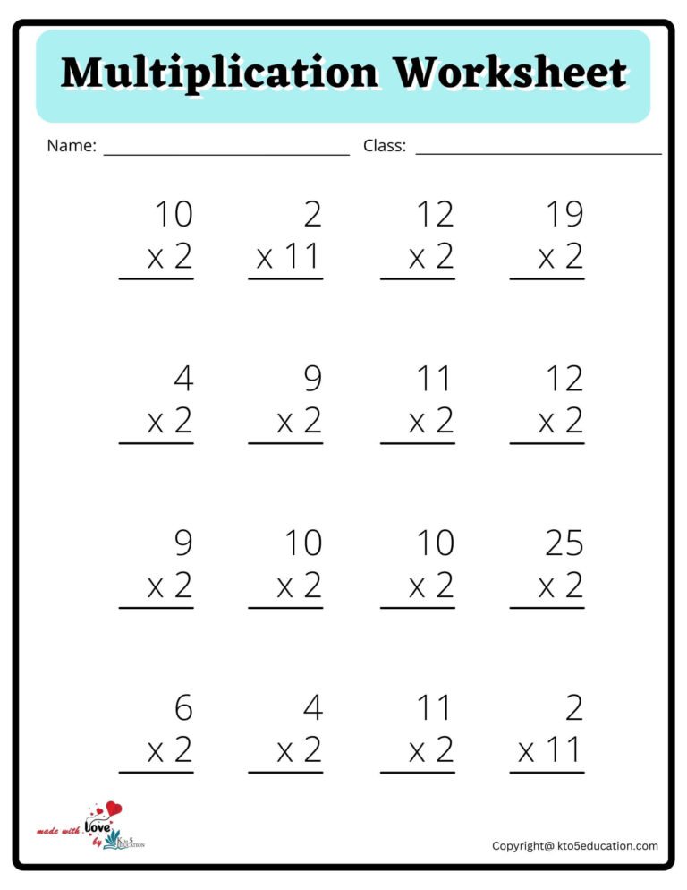 4×4 Multiplication Worksheet | FREE Download