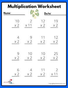 4x4 Plant Multiplication Worksheet