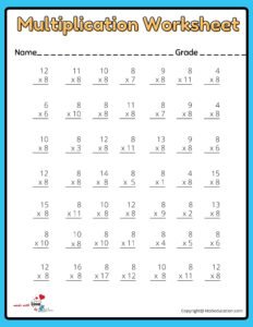 7x7 Multiplication Worksheet