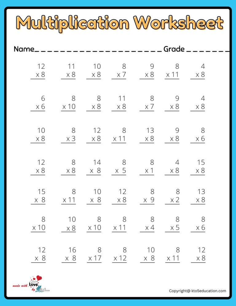 7×7 Multiplication Worksheet V4 | FREE Download