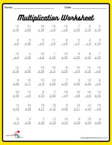 8x8 10 Multiplication Worksheet