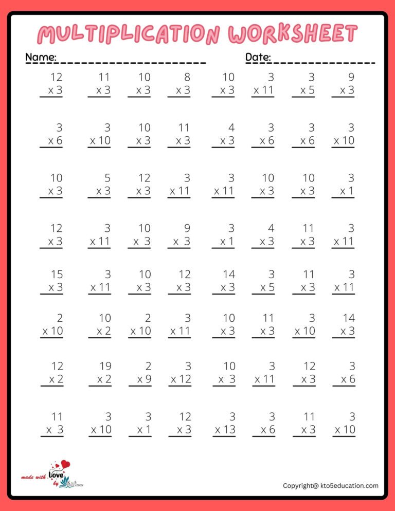 8×8 Multiplication Worksheet V2 | FREE Download