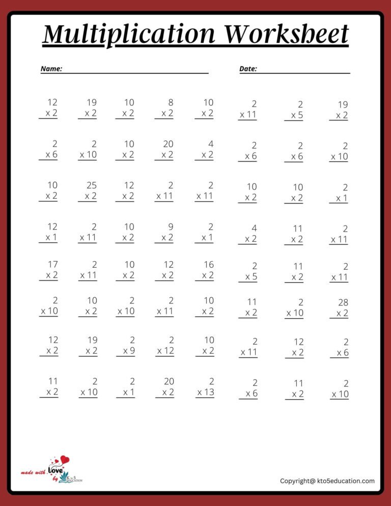 8×8 Multiplication Worksheet | FREE Download