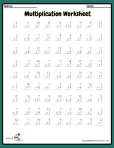 9x9 Multiplication Worksheet V4