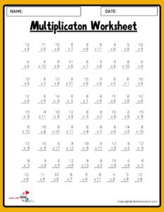 9x9 Multiplication Worksheet