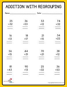 Addition Regrouping Worksheets