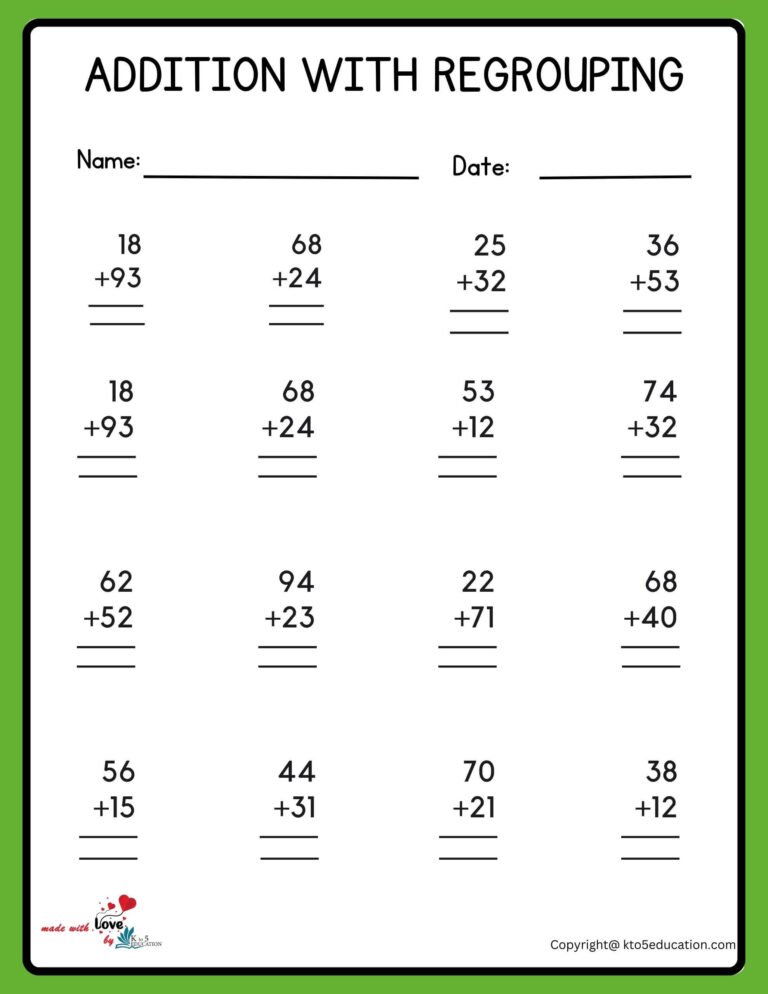 Addition Without Regrouping Worksheets | FREE Download