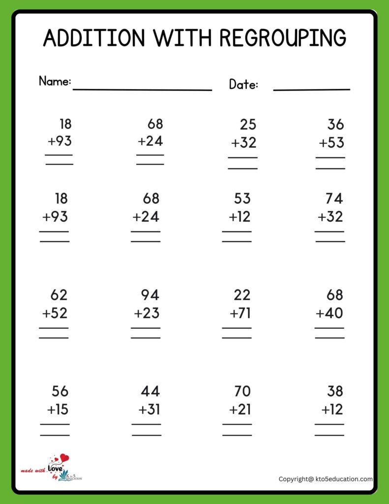 Addition Without Regrouping Worksheets Free Download 2380