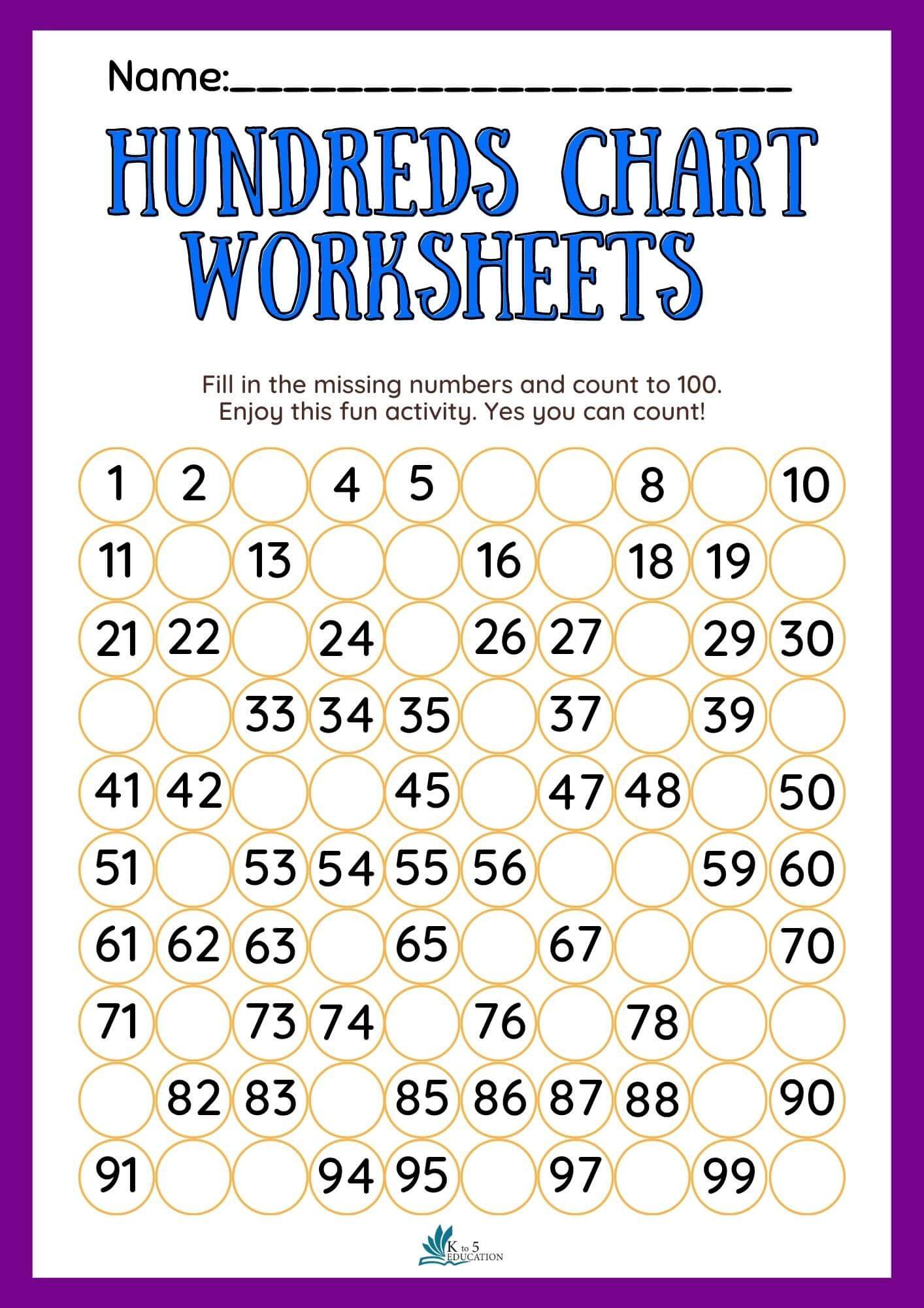 Find Missing Number Hundred Worksheet PDF