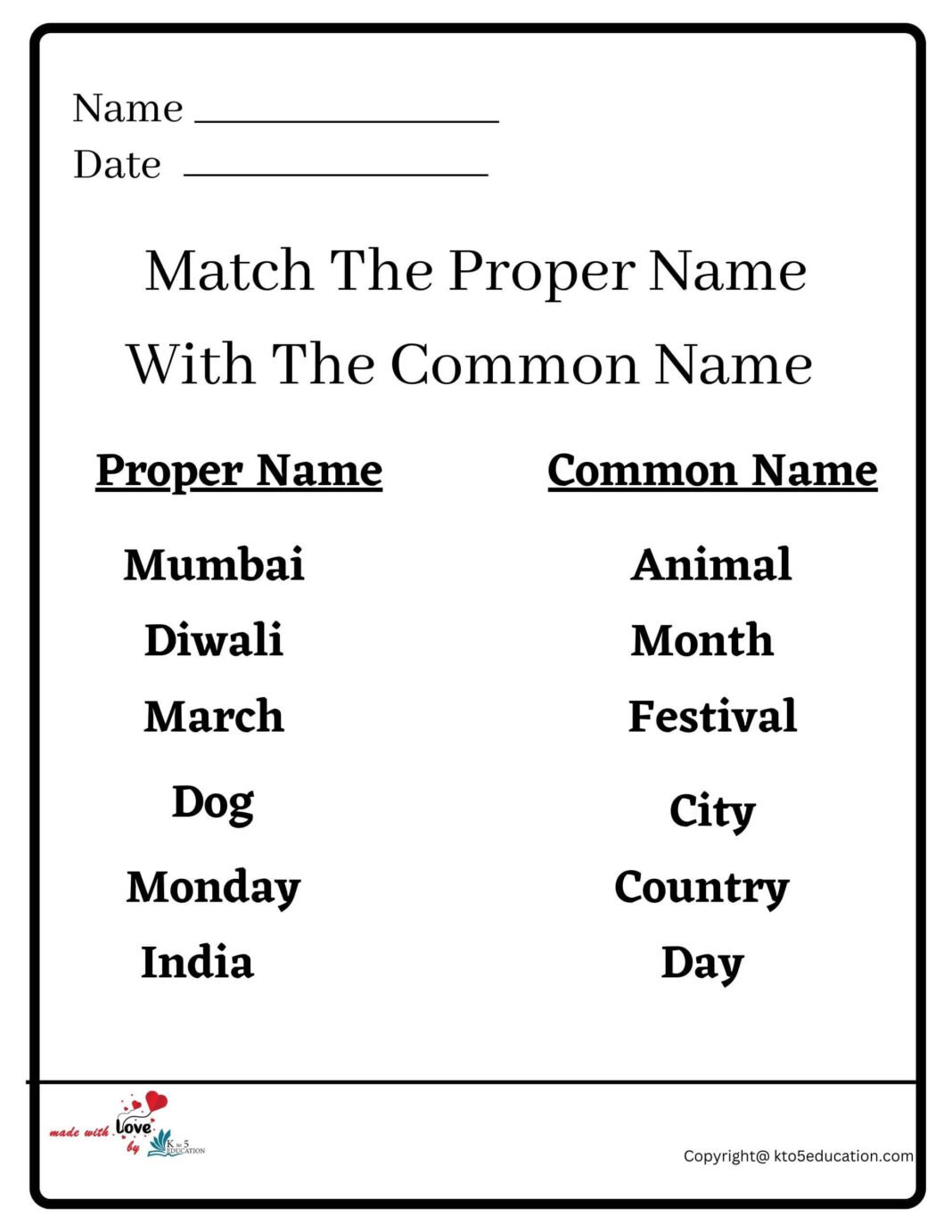 match-the-proper-name-with-the-common-name-worksheet