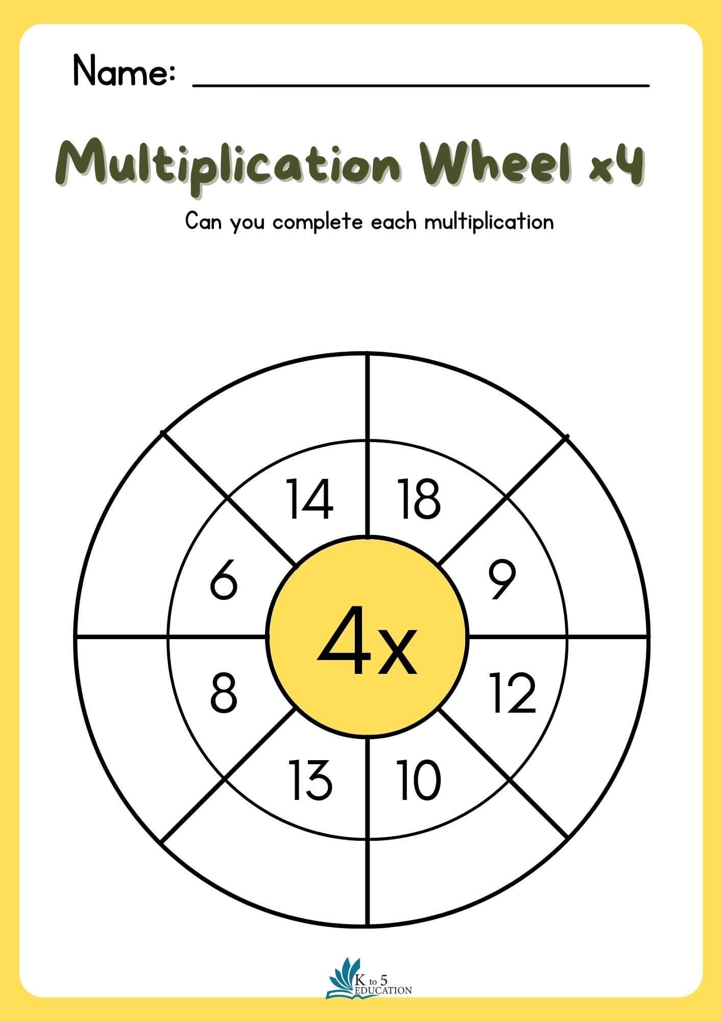Multiplication Wheel x4 Worksheet