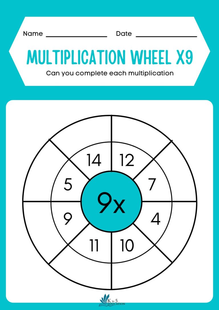 Multiplication Wheel x9 Worksheet | FREE Download