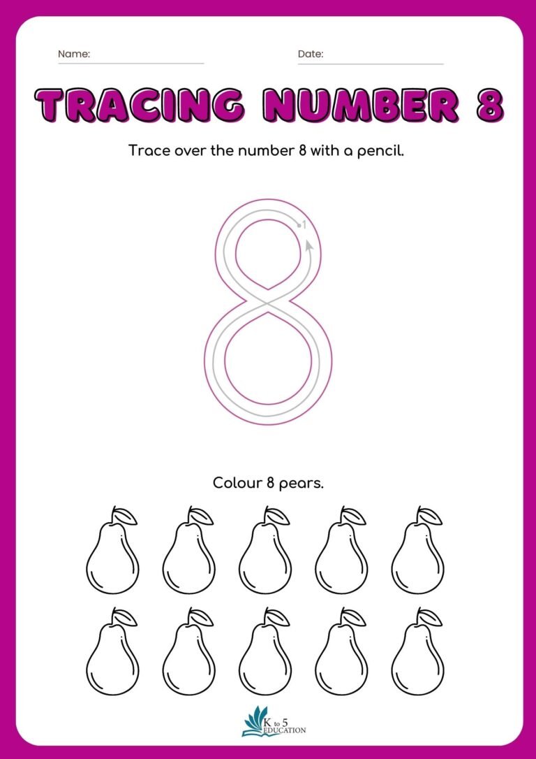 Preschool Number 8 Tracing Worksheet | FREE Download