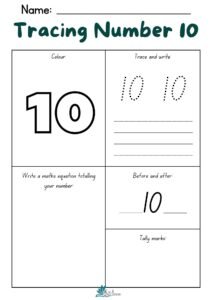 Preschool Tracing Number 10 Worksheet