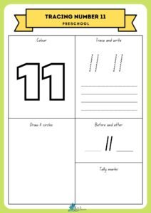 Preschool Tracing Number 11 Worksheet