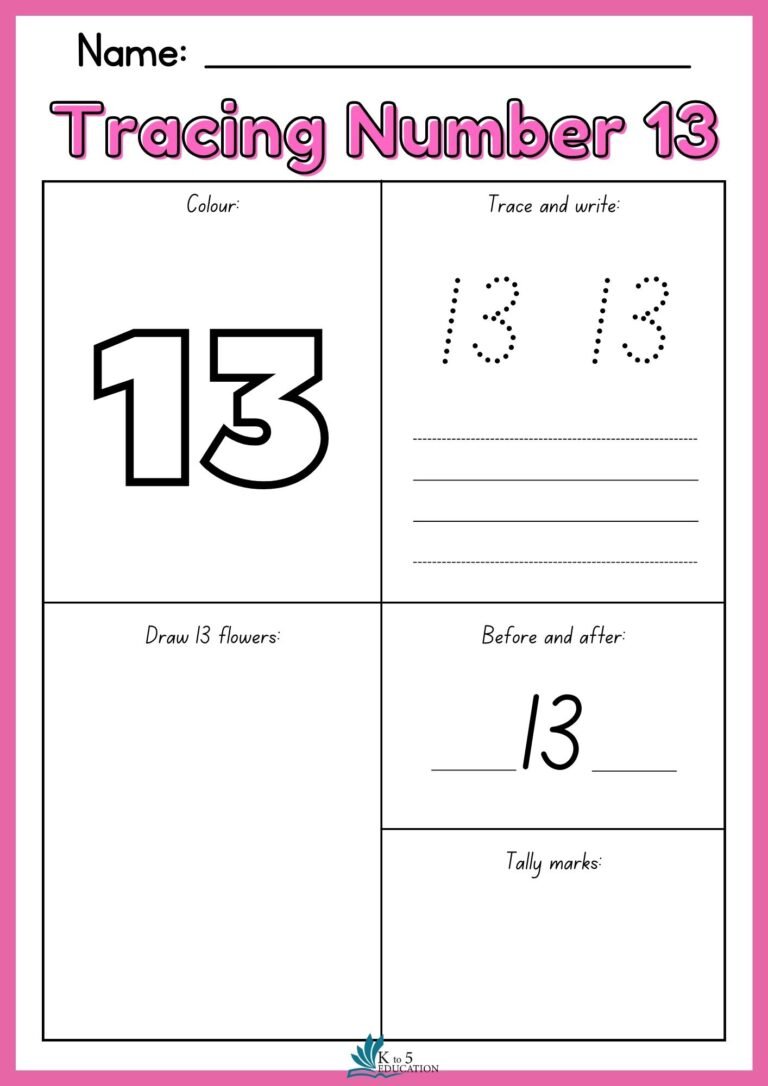 Preschool Tracing Number 13 Worksheet | FREE Download