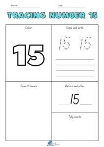 Preschool Tracing Number 15 Worksheet