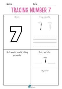 Preschool Tracing Number 7 Worksheet