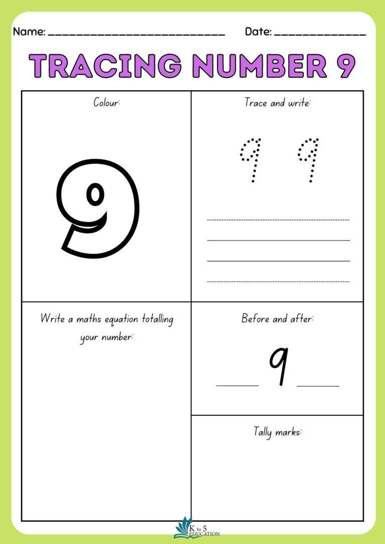 Preschool Tracing Number 9 Worksheet | FREE Download